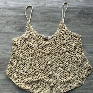 Cozy Casual Beige Crochet Top